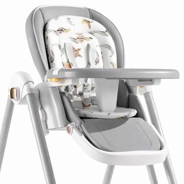 Фото Детский мир, детские товары Детский стульчик-шезлонг 2в1 для кормления и отдыха с регулируемой спинкой, подносом и колесиками