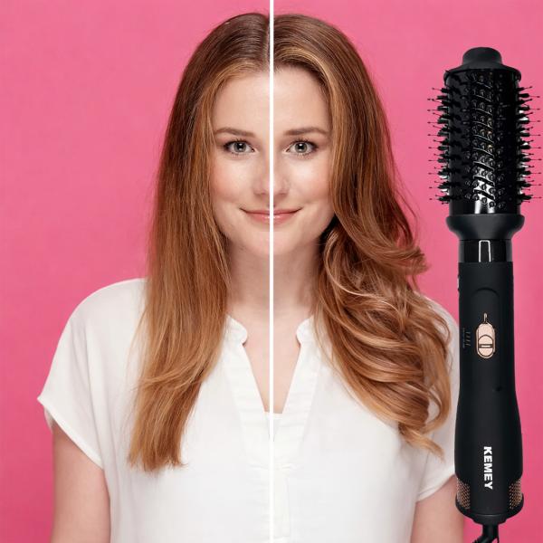 Фото Красота и здоровье Фен-стайлер для волос KEMEY KM-9205, 1000W, 6 насадок для укладки, с функцией брашинга и выпрямления