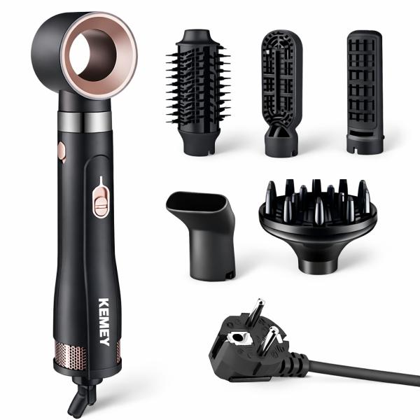 Фото Красота и здоровье Фен-стайлер для волос KEMEY KM-9205, 1000W, 6 насадок для укладки, с функцией брашинга и выпрямления