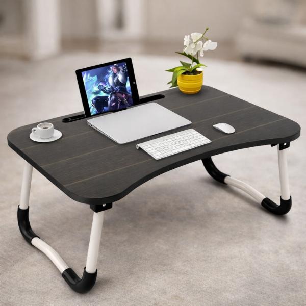Фото Товары для дома и сада Портативный складной столик для ноутбука + держатель под стакан, регулируемая рабочая поверхность