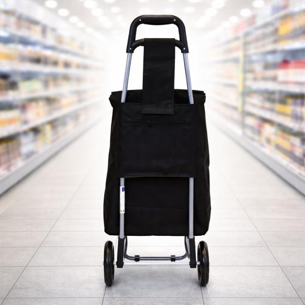 Фото  Сумка-тележка для покупок Casa si Amigo складная, хозяйственная, чёрная