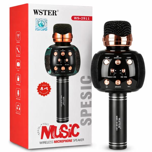 Фото Электроника Беспроводной караоке микрофон WSTER WS-2911 Оригинал 3в1 с функцией подавления вокала, Bluetooth колонкой и Magic Voice