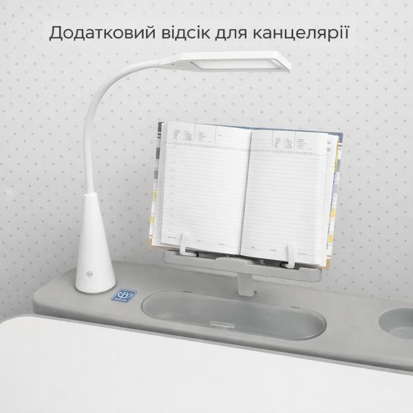 Фото Детский мир, детские товары Детская металлопластиковая парта-растишка со стульчиком с регулировкой высоты и лампой Bambi M 4428-11 Серый