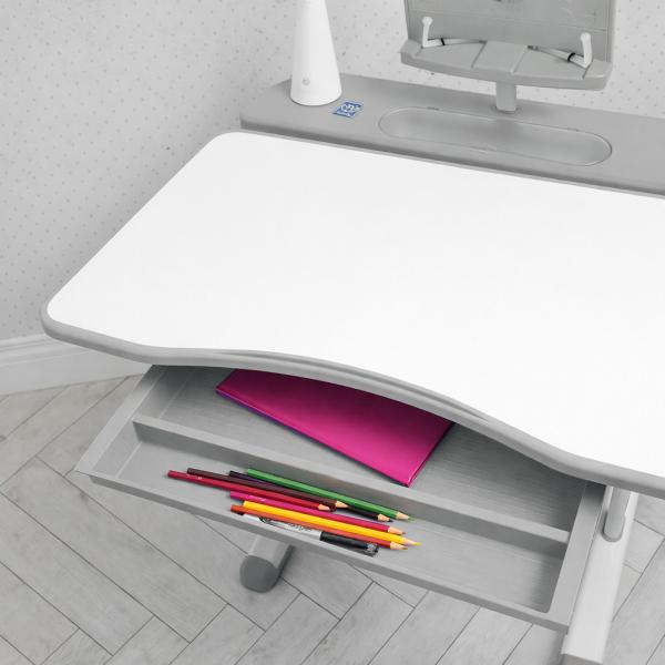 Фото Детский мир, детские товары Детская металлопластиковая парта-растишка со стульчиком с регулировкой высоты и лампой Bambi M 4428-11 Серый