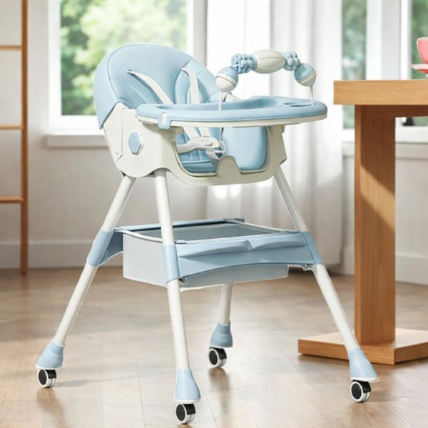 Фото Детский мир, детские товары Детский стульчик-трансформер F005 для кормления, игровой и обеденный, 3-в-1, голубой