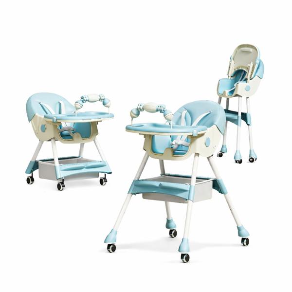 Фото Детский мир, детские товары Детский стульчик-трансформер F005 для кормления, игровой и обеденный, 3-в-1, голубой
