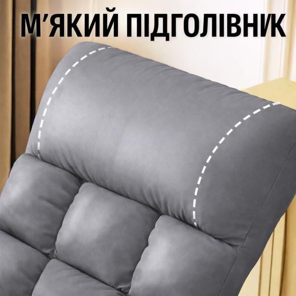 Фото Товары для дома и сада Регулируемое кресло-качалка Y-03, с подставкой для ног и подголовниками, для отдыха дома, серое