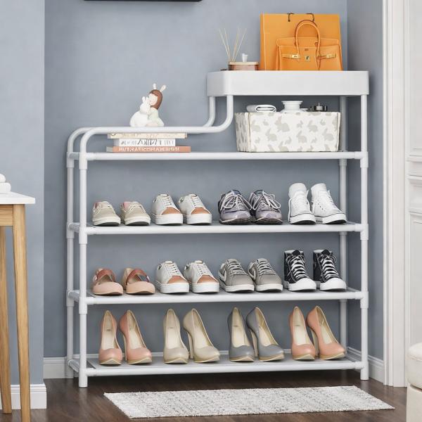 Фото Товары для дома и сада Металлическая обувница-этажерка для обуви Shoe Rack — полка для прихожей, компактная и прочная