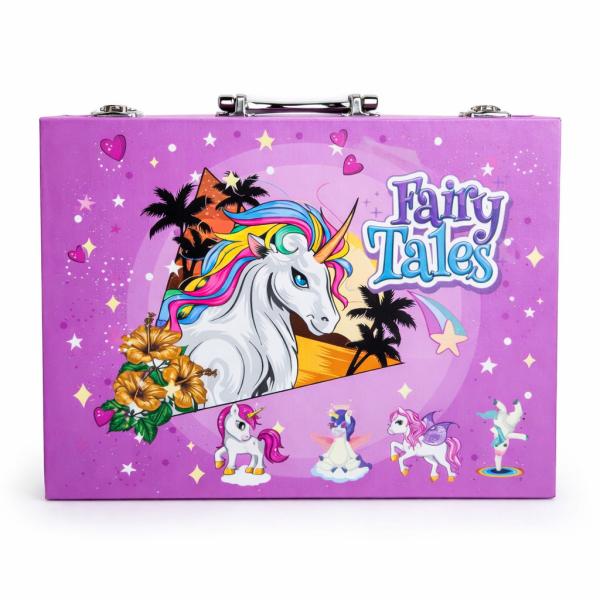 Фото Детский мир, детские товары Художественный металлический чемодан для рисования — набор для творчества 85 предметов в кейсе для детей и начинающих художников