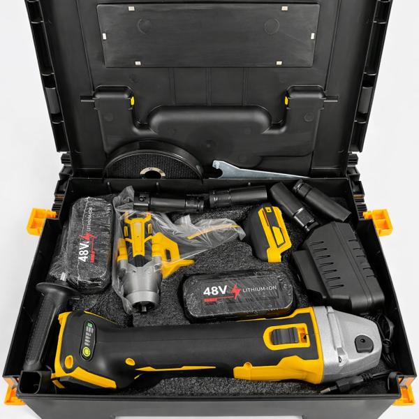 Фото Автотовары, электроинструмент, ручной инструмент Аккумуляторный комплект 48V Jitpex Х331 ударный гайковерт и угловая шлифмашина, желтый, в кейсе