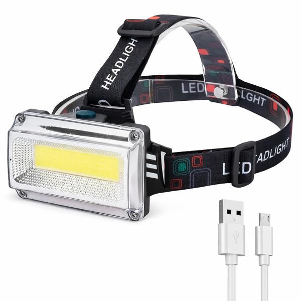 Фото Фонари, прожекторы, светильники Фонарь налобный RN814, USB-зарядка / Аккумуляторный фонарик на голову с регулируемым углом наклона