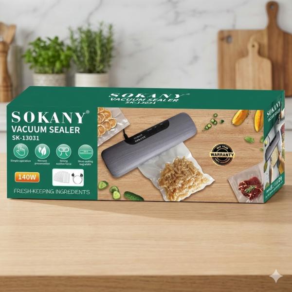 Фото  Вакуумный упаковщик продуктов Sokany SK-13031, 130 Вт / Мощный вакууматор / Вакумный упаковщик
