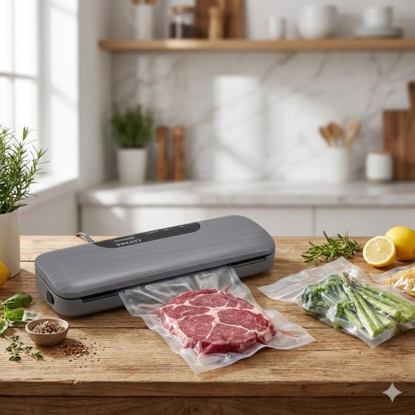 Фото  Вакуумный упаковщик продуктов Sokany SK-13031, 130 Вт / Мощный вакууматор / Вакумный упаковщик