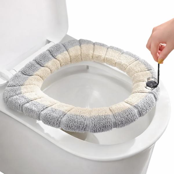 Фото Товары для дома и сада Мягкая накладка для унитаза с петлей, 30 см, Бежевый / Теплая накладка на сиденье унитаза