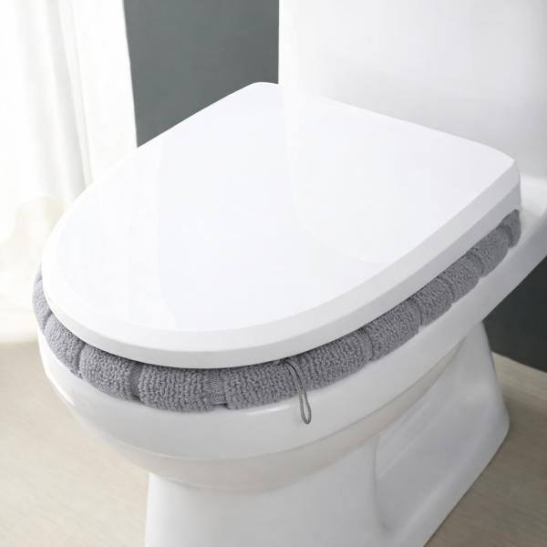 Фото Товары для дома и сада Мягкая накладка для унитаза с петлей, 30 см, Бежевый / Теплая накладка на сиденье унитаза