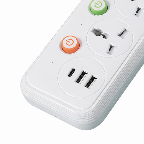 Фото Электроника Удлинитель WL-2 на 1.8м: сетевой фильтр с 2 розетками, портами Type-C и 2хUSB, 2500Вт / Переноска с юсб