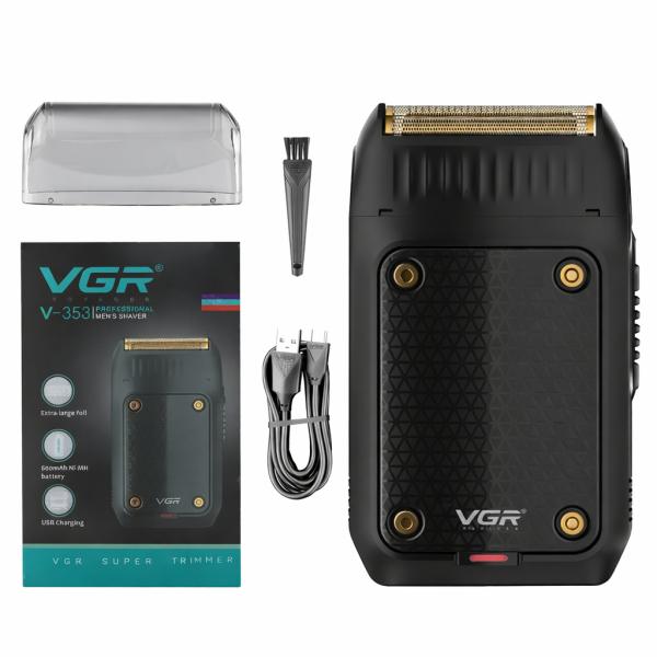 Фото Красота и здоровье Электробритва портативная VGR V-353 с USB, Черная / Профессиональная мужская машинка для бритья