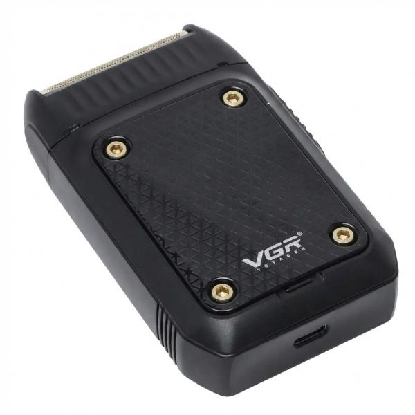 Фото Красота и здоровье Электробритва портативная VGR V-353 с USB, Черная / Профессиональная мужская машинка для бритья