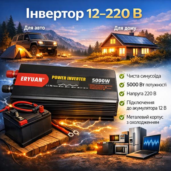 Фото Электроника Инвертор для автомобильных аккумуляторов 12V 220V MX-5000W Преобразователь напряжения для квартиры чистый синус
