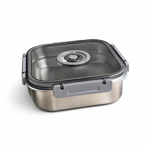 Фото Все для кухни Контейнер пищевой из нержавеющей стали с герметичной крышкой 1800 мл 20687-14, серый, квадратный