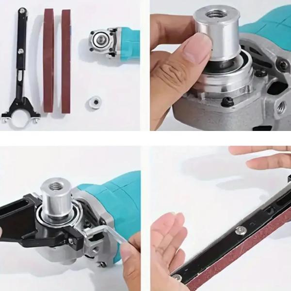 Фото Электроника Ленточная шлифовальная насадка M10/M14 для УШМ 100/115/125 ES‑01 насадка-адаптер для угловой шлифовальной машины