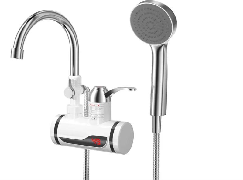 Фото Товары для дома и сада Проточный водонагреватель Delimano с LCD и душем с боковым подкллючением, 3кВт / Кран водонагреватель