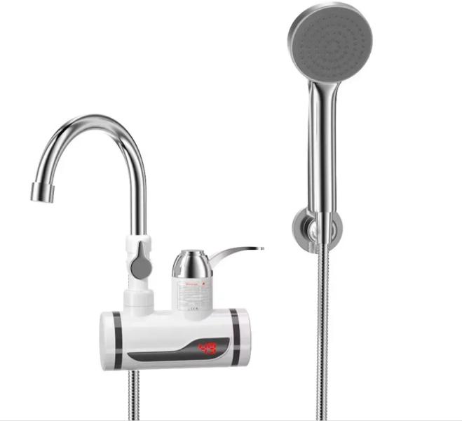 Фото Товары для дома и сада Проточный водонагреватель Delimano с LCD и душем с боковым подкллючением, 3кВт / Кран водонагреватель