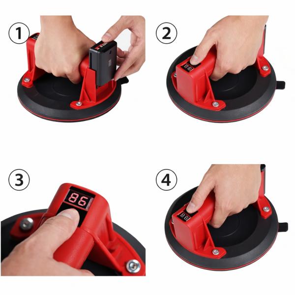 Фото Товары для дома и сада Аккумуляторная вакуумная присоска до 200кг в кейсе, PPS-90 / Присоска-ручка для подъема и фиксации грузов