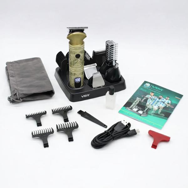 Фото Красота и здоровье Аккумуляторная машинка для стрижки 6в1 с USB, VGR V-106 / Набор для стрижки волос и бороды / Мужской триммер