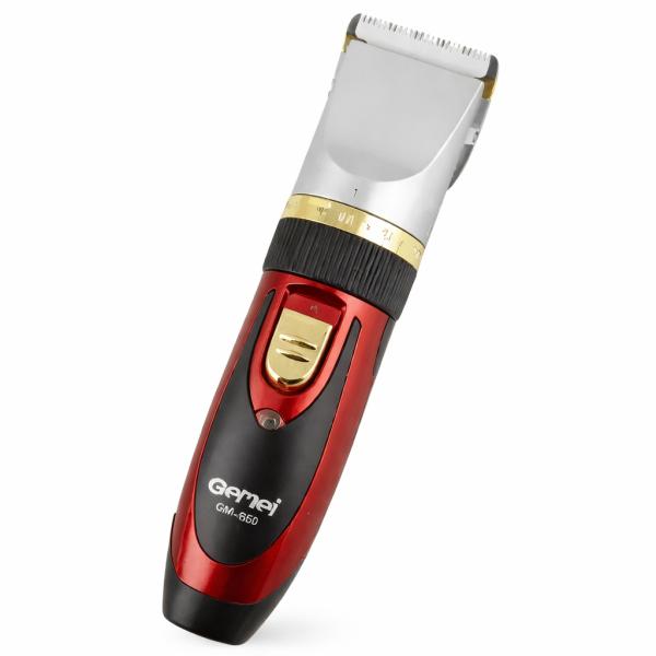 Фото Красота и здоровье Беспроводная машинка для стрижки Gemei GM-550, 2 съемных аккумулятора, регулировка длины стрижки от 0,8 мм, титановое покрытие
