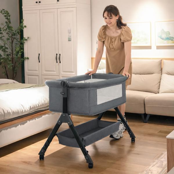 Фото Детский мир, детские товары Детская кроватка 4 в 1 с большим корзиной для хранения D929 (92×80×68 см) Трансформер для новорождённых и малышей