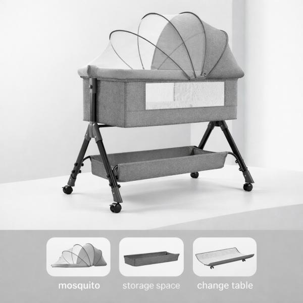 Фото Детский мир, детские товары Детская кроватка 4 в 1 с большим корзиной для хранения D929 (92×80×68 см) Трансформер для новорождённых и малышей