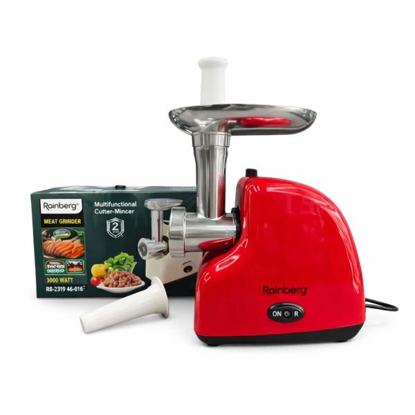 Фото Все для кухни Электрическая мясорубка Rainberg RB-2319 3000 Вт с реверсом и защитой от перегрузки красная