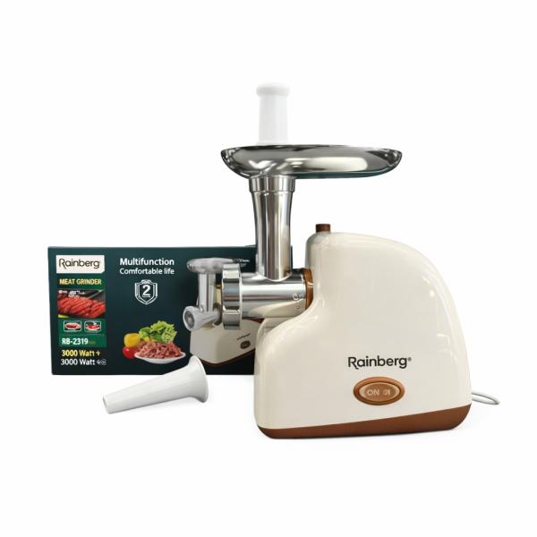 Фото Все для кухни Электрическая мясорубка Rainberg RB-2319 3000 Вт с защитой двигателя бежевая