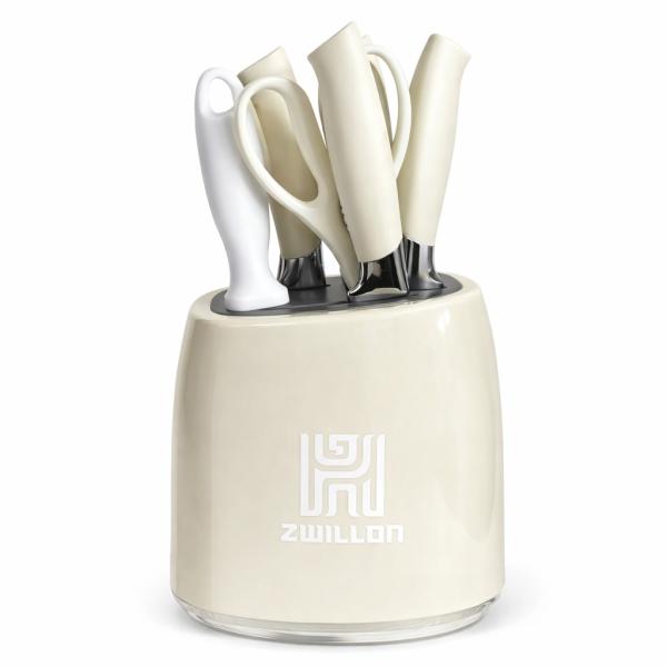 Фото Все для кухни Набор кухонных ножей ZWILLON ZW-516 Белый с подставкой, 8 предметов, нержавеющая сталь
