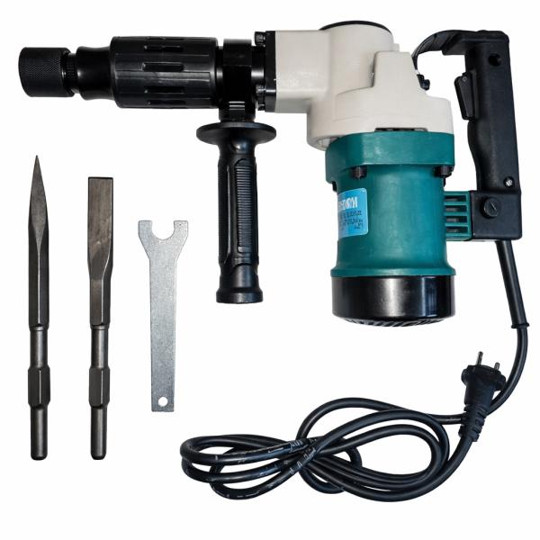 Фото Автотовары, электроинструмент, ручной инструмент Отбойный молоток электрический 900 Вт (3000 уд/мин): патрон HEX, 2 зубила в комплекте, для демонтажа бетона и плитки