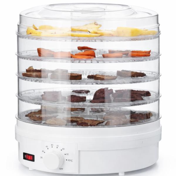 Фото Все для кухни Электрическая сушилка для овощей и фруктов Supretto SX-770, дегидратор 5 поддонов, 350 Вт, регулировка температуры 35–70 °C, белая