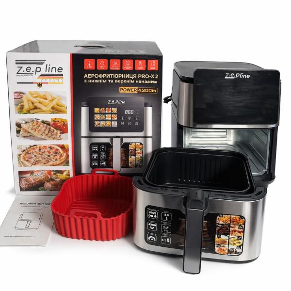 Фото Все для кухни Мультифункциональная аэрофритюрница Zepline ZP-00342, 13 л, 4200 Вт, 12 программ, с съёмным корзином и силиконовой формой