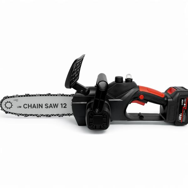 Фото Автотовары, электроинструмент, ручной инструмент Аккумуляторная цепная пила 12″, с шиной 12 дюймов, 2 аккумулятора 48V Li-ion, в пластиковом кейсе