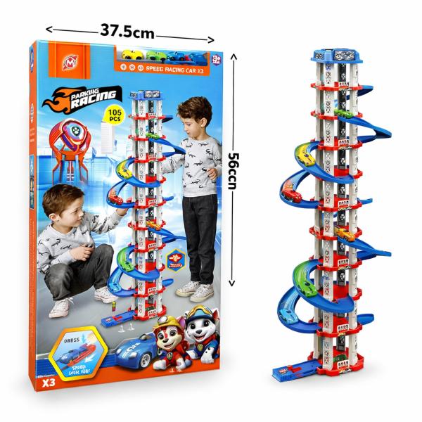 Фото Детский мир, детские товары Игровой автотрек-паркинг Children’s Rail Car MH2006, 105 деталей, 3 машинки в комплекте, многоуровневая трасса ~70 см, для детей о