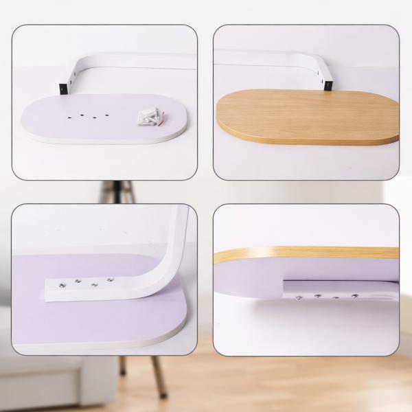 Фото Товары для дома и сада Журнальный приставной стол металлический в стиле лофт 60 см, белый каркас, столешница светлое дерево, компактный столик к дивану