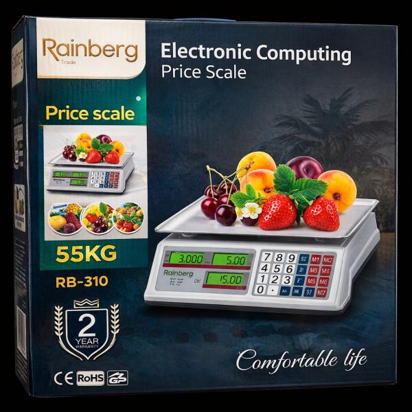 Фото  УЦЕНКА! Весы торговые электронные Rainberg RB-310 до 55 кг с подсчетом стоимости (Плохая упаковка, повреждение корпуса 3426)
