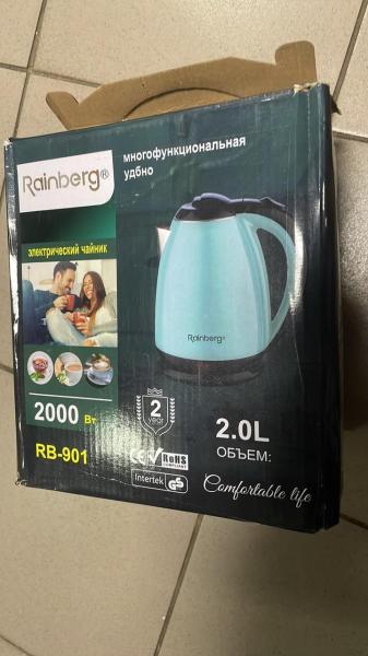 Фото  УЦЕНКА! Электрический чайник Rainberg RB-901 2л.Белый (Плохая упаковка 3418)