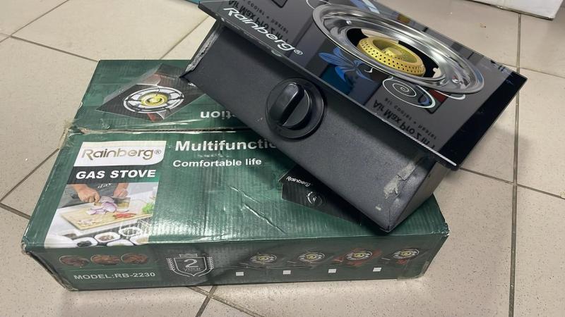 Фото  УЦЕНКА! Газовая плита таганок Rainberg RB-2230 на 1 конфорку (Плохая упаковка, Нет стекла 3456)
