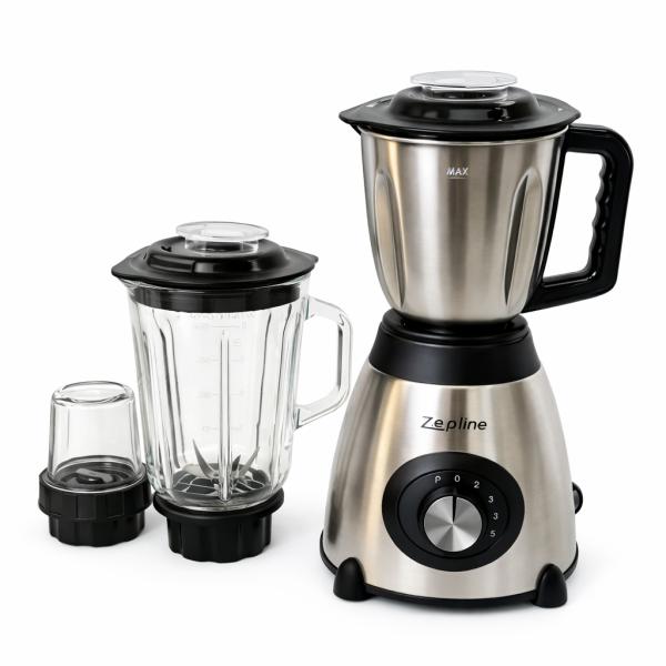 Фото  УЦЕНКА! Блендер с кофемолкой и мясорубкой со стеклянной чашей 3в1 Zepline ZP-081 (Плохая упаковка 3398)