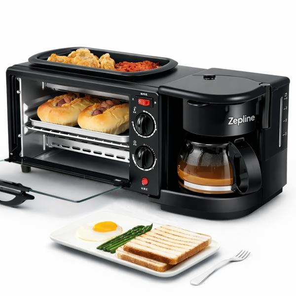Фото  УЦЕНКА! Электрическая печь + кофеварка + гриль 3в1 Zepline ZP-116 на 12 л 1250Вт (Плохая упаковка 3400)