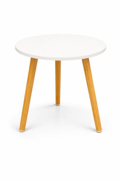 Фото Товары для дома и сада Интерьерный круглый столик Grant DASH-1201, 40×40×55 см, белая столешница, ножки светлое дерево