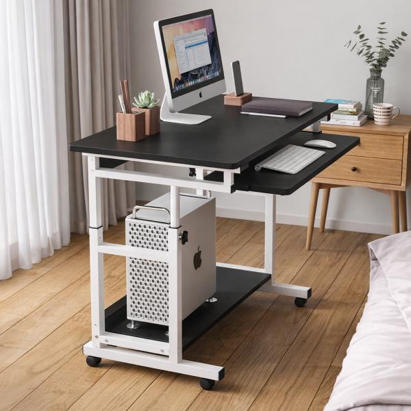 Фото Товары для дома и сада Передвижной компьютерный стол DASH-1845 с регулировкой высоты, с полкой для клавиатуры, 80x40 см, Черный