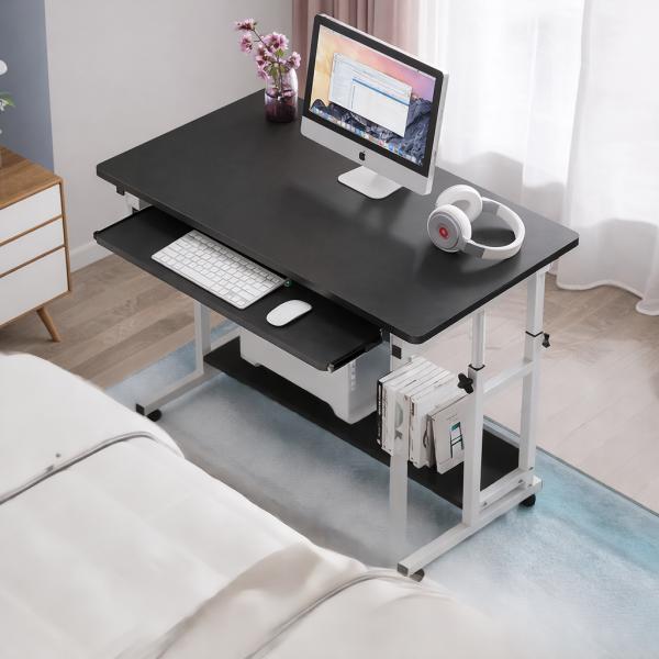 Фото Товары для дома и сада Передвижной компьютерный стол DASH-1845 с регулировкой высоты, с полкой для клавиатуры, 80x40 см, Черный