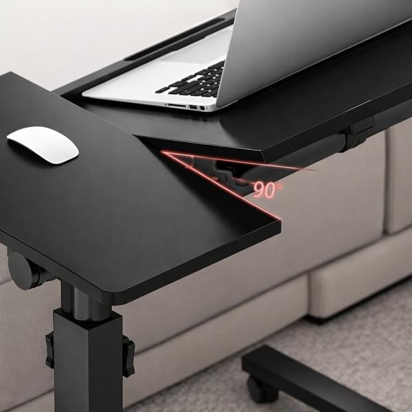 Фото Товары для дома и сада Прикроватный сверхзадачный столик на колесах T01 (64200) с двойной столешницей 60×40 см, регулировка высоты 60–95 см, наклон до 90